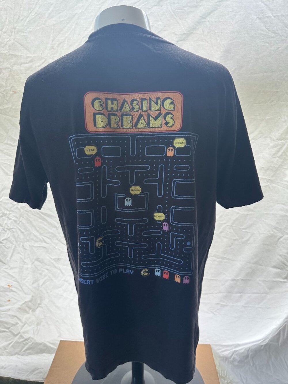 Chasing Dreams Insert Vibe to Play Men's Black T Shirt Large Cotton